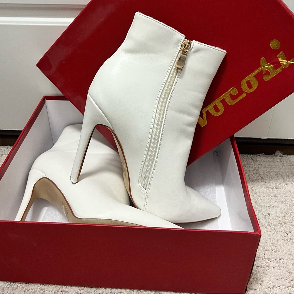 White Stiletto Ankle Boots